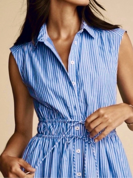 Anthropologie Dresses & Skirts - Anthropologie Blue and White Striped Sleeveless Mini Dress